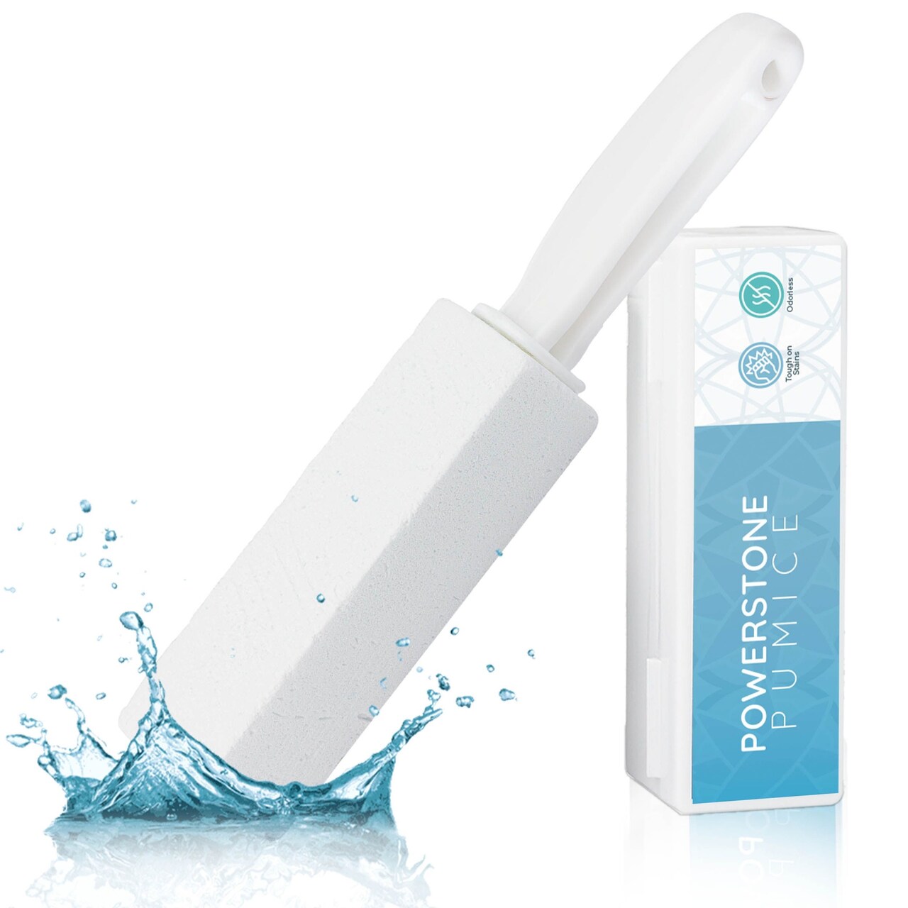 Powerstone Pumice Stone Toilet Bowl Cleaner with Handle (1-pack) - A Solution for Hard Water Stains on Toilets, Grills, Tiles, Grout & Pools